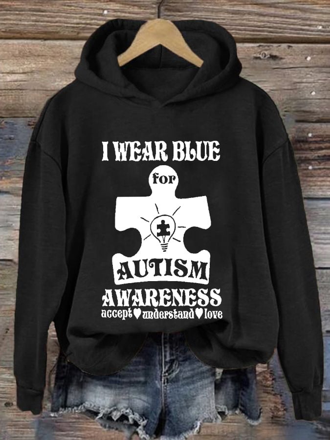 Women's Autism Awareness Printed Hoodie