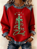 Women's Christmas Cross Print Sweatshirt