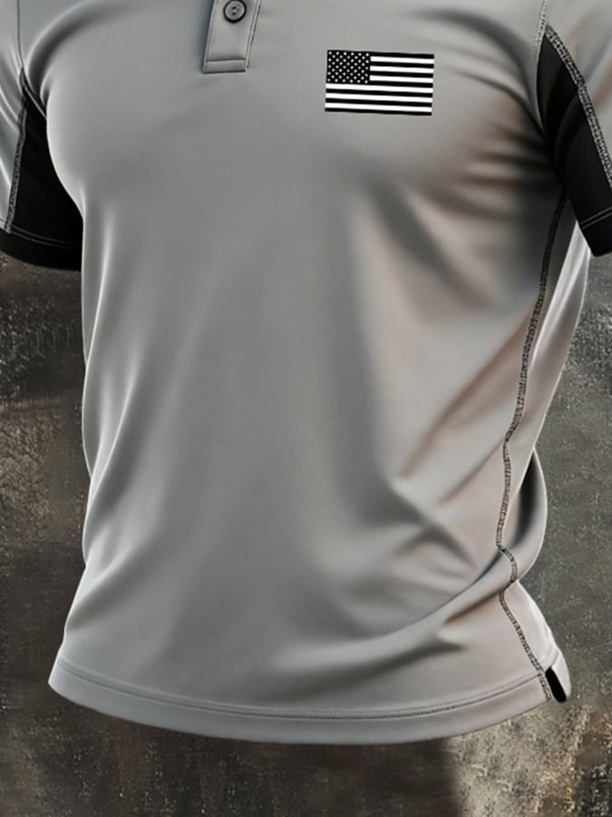 Men's Retro "Patriot" Color-Block Short-Sleeve Polo Shirt