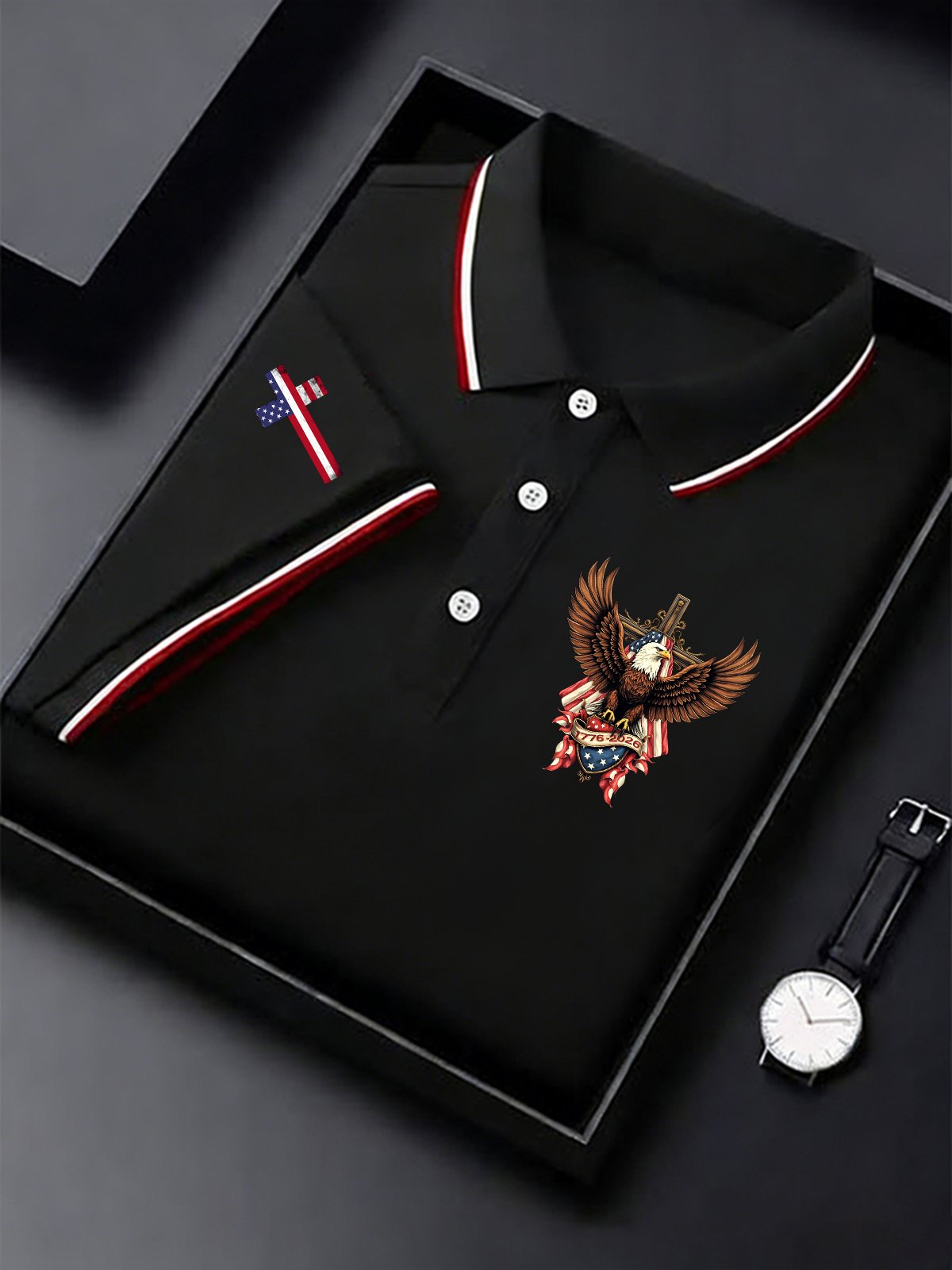 Men's Vintage America 250th Anniversary Print Polo Shirt