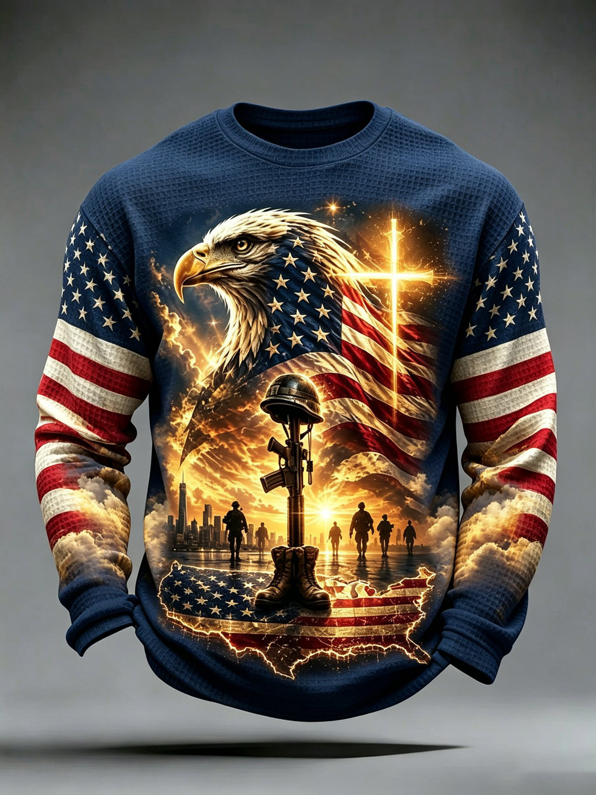 Men's Veterans Day Theme Waffle Long Sleeve T-Shirt