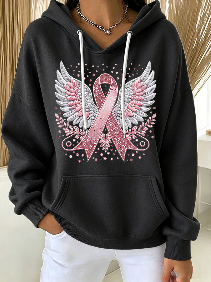 Women'S Casual Pink Artistic Faith Hoodie