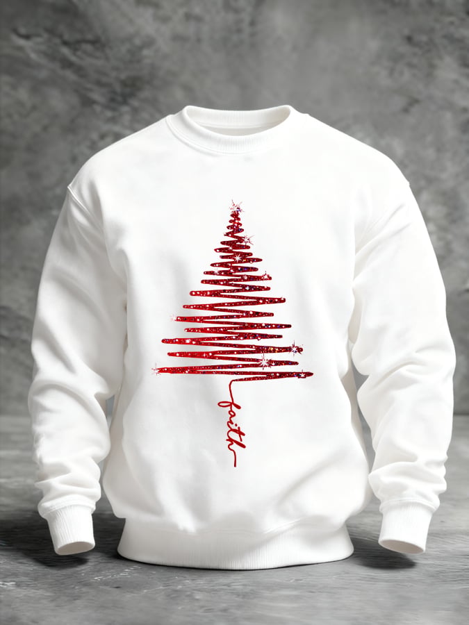 Men's Christmas Tree Print Pullover Sweatshirt
