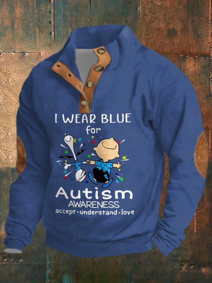 Retro Autism Awareness I Wear Blue For Autism Print Sweatshirt