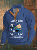 Retro Autism Awareness I Wear Blue For Autism Print Sweatshirt
