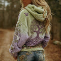 Women's Vintage Viking Tree Of Life Comfortable And Warm Hooded Fleece Sweater