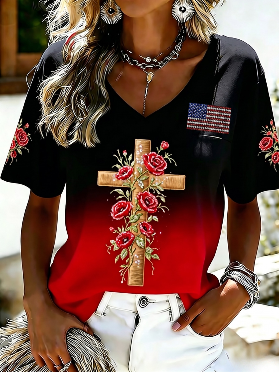 Women'S 250Th Anniversary Faith Printed Casual Top