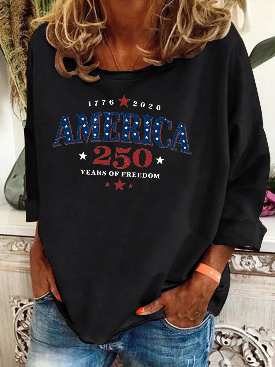 Women's America 250 Years Of Freedom  Pattern  Long Sleeve T-Shirt