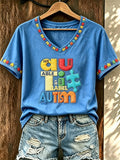 Women's Autism-Themed Printed Top