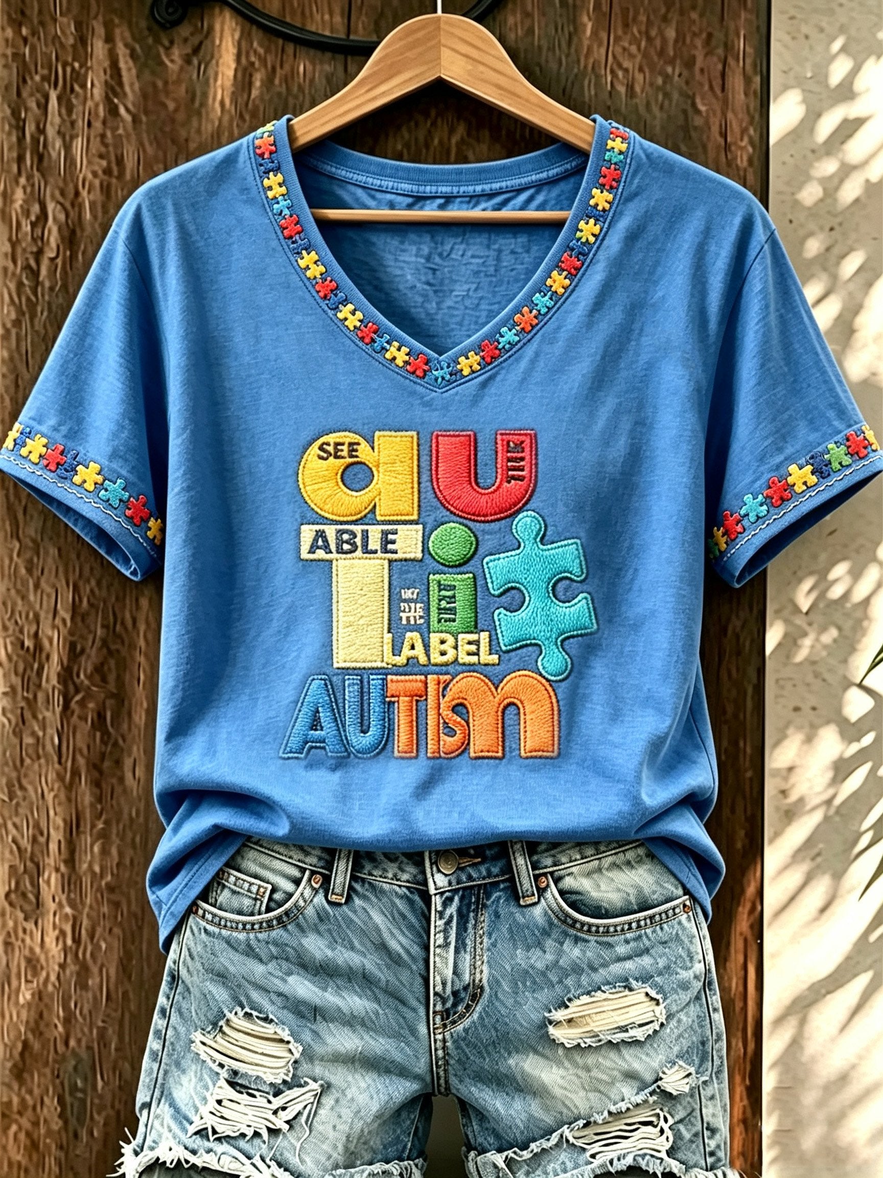Women's Autism-Themed Printed Top
