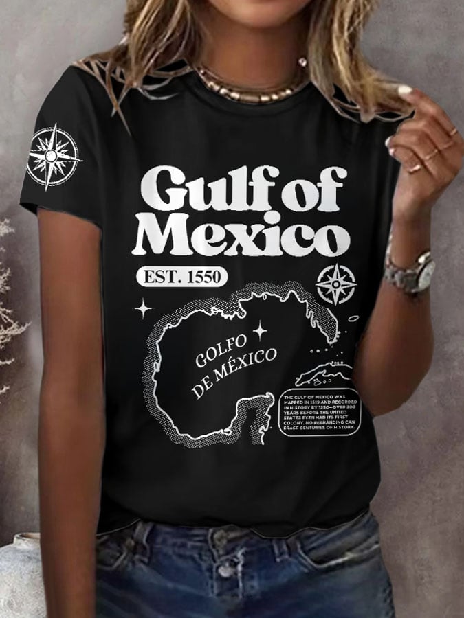 Women's Gulf Of Mexico Print Round Neck T-Shirt