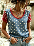 Women'S 250 Year Star Art Printed Cotton And Hemp T-Shirt