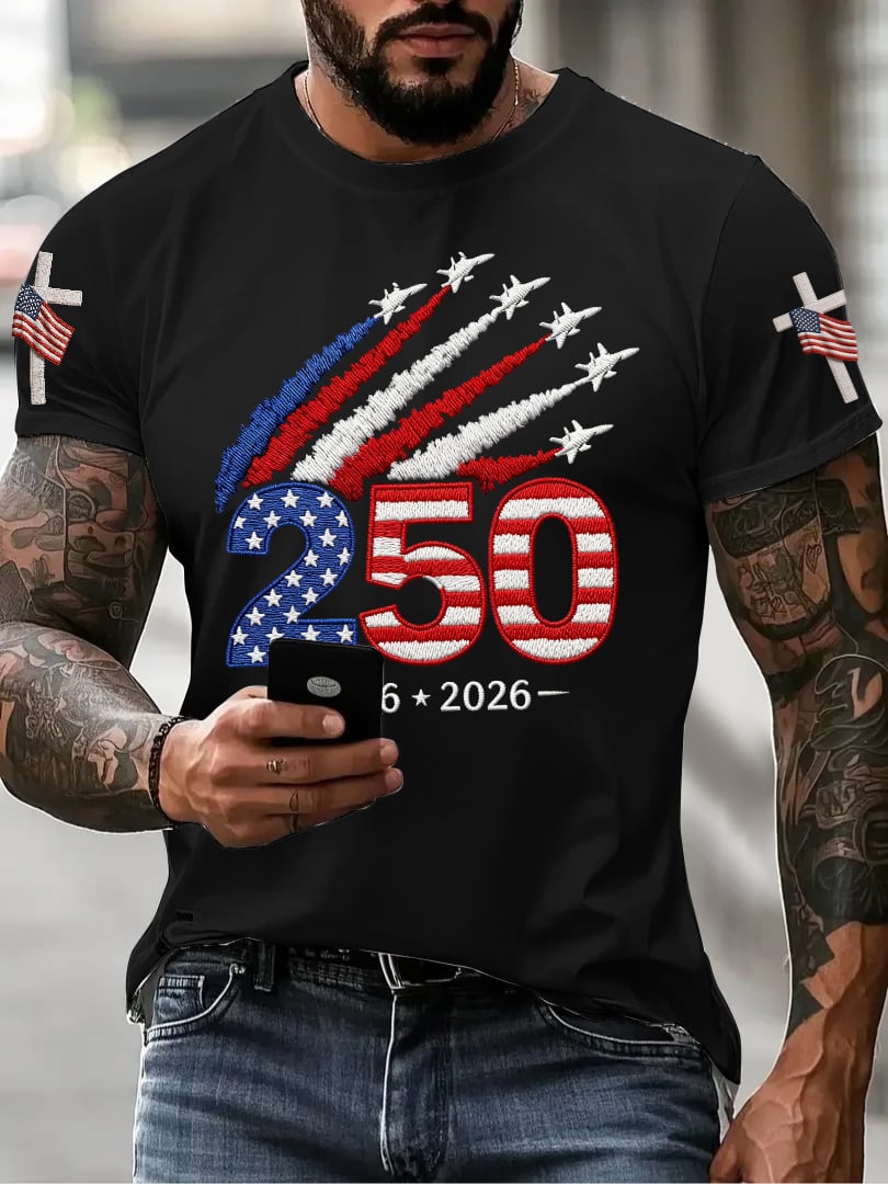 Men’s USA 250th Anniversary Print Crew Neck Short Sleeve T-Shirt