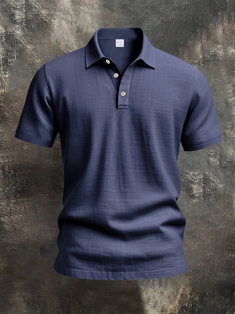 Men's Linen Short Sleeve Polo Shirt