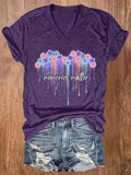 Women's Alzheimer's Awareness Floral Print T-Shirt