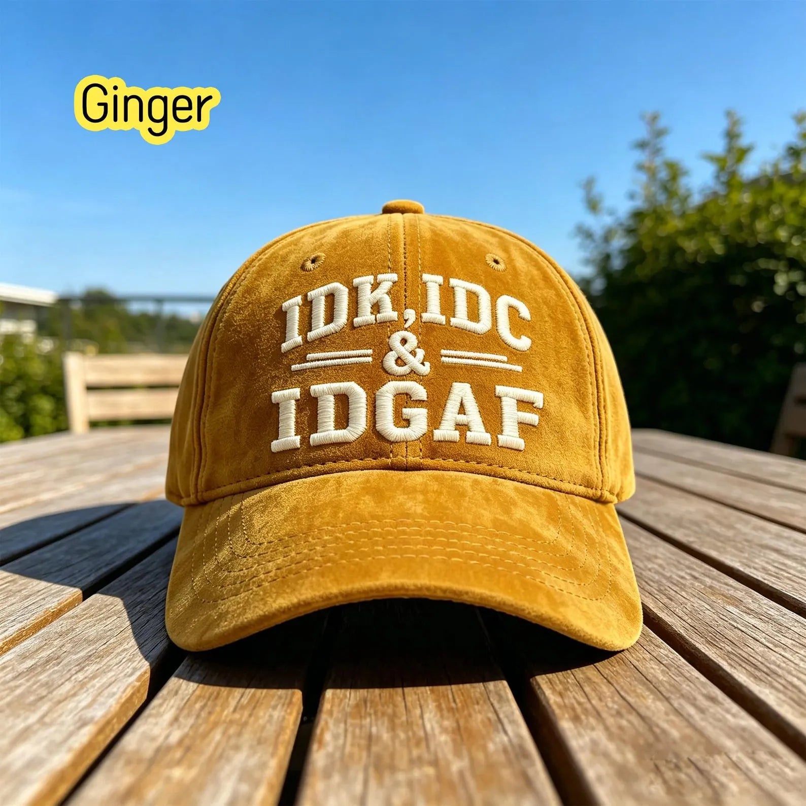 Embroidered IDK IDC IDGAF Washed And Distressed Finish Baseball Cap  Living My Life Statement