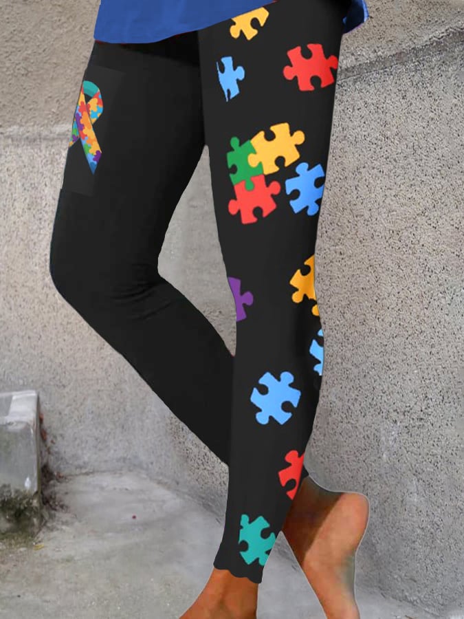 Women's Autism Awareness Printed Tights