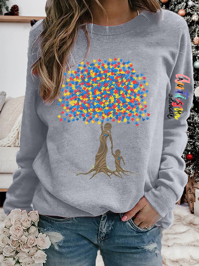 Women's Tree of Life Autism Awareness Printed Sweatshirt