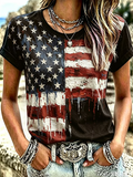 Women's America Floral Printed T-shirt