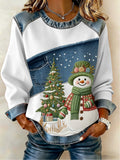 Women's Casual Retro Christmas Snowman Sweatshirt
