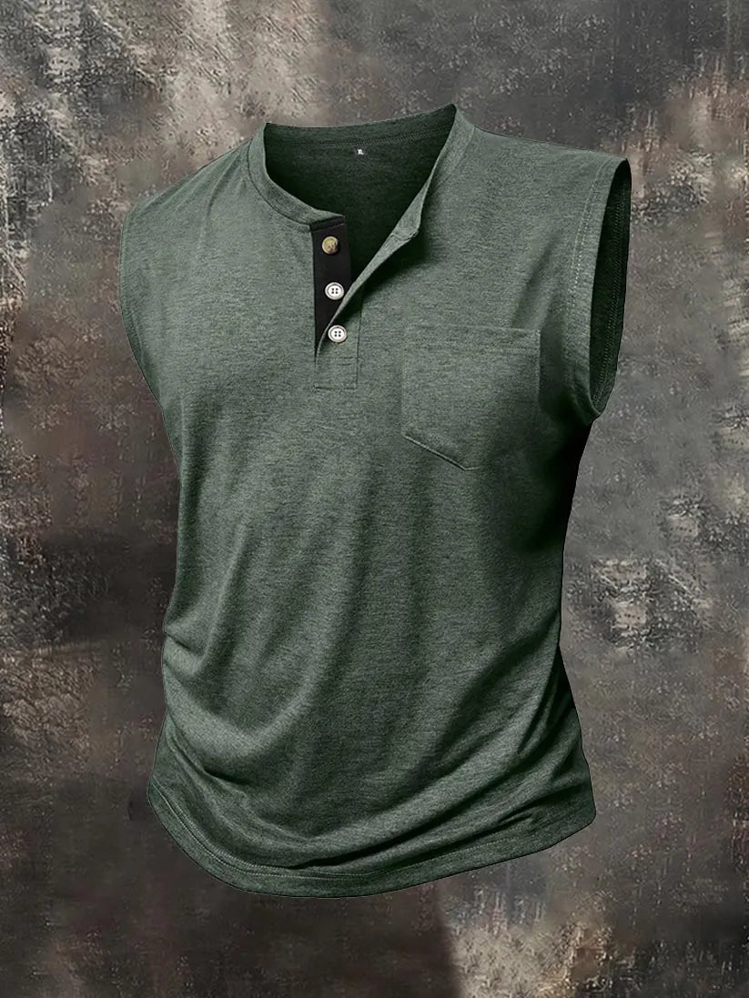 Men's Solid-Color Henley Vest