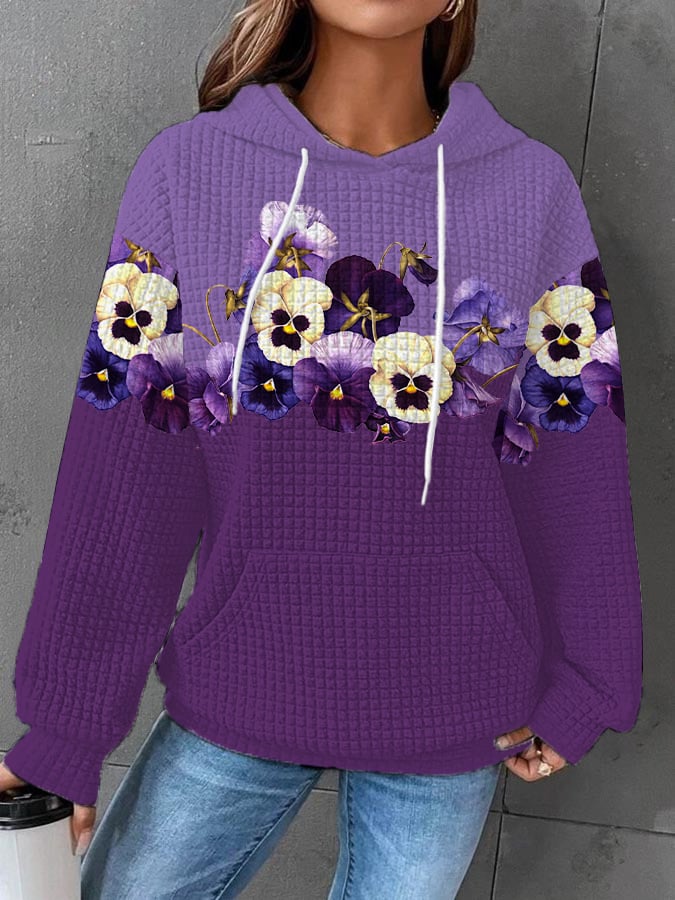 Women's Alzheimer's Awareness Floral Waffle Hoodie