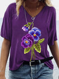 Women's Alzheimer's Awareness Floral Print T-Shirt