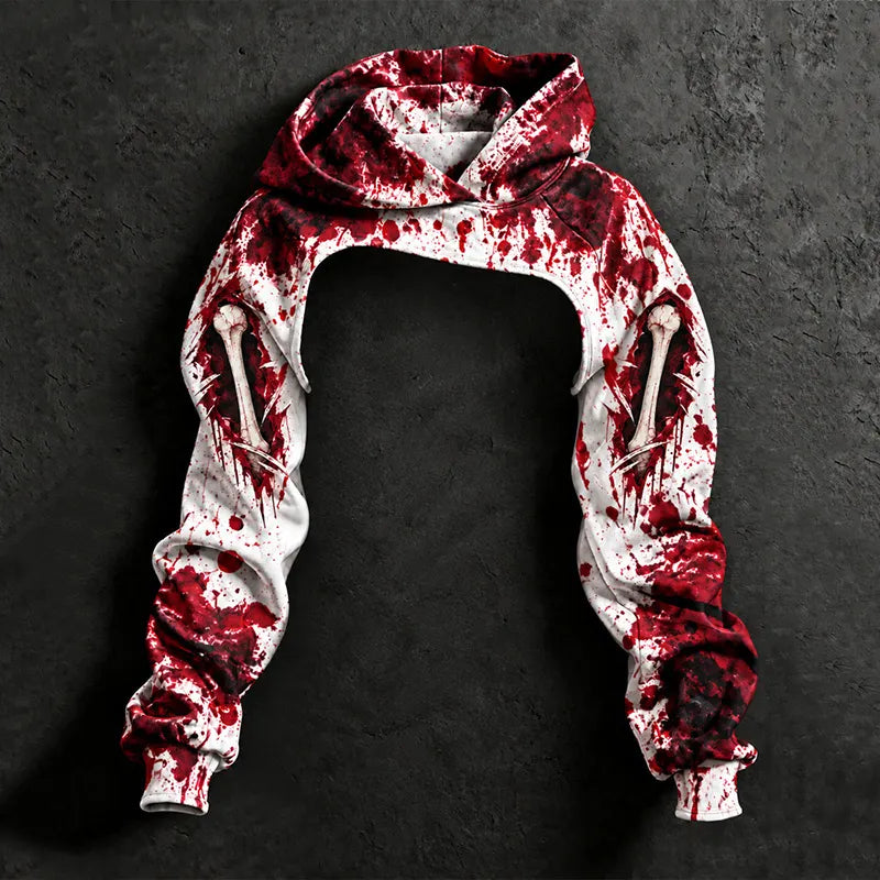 Women's Halloween Blood Stain And Skeleton Print Hoodie Two-piece Set