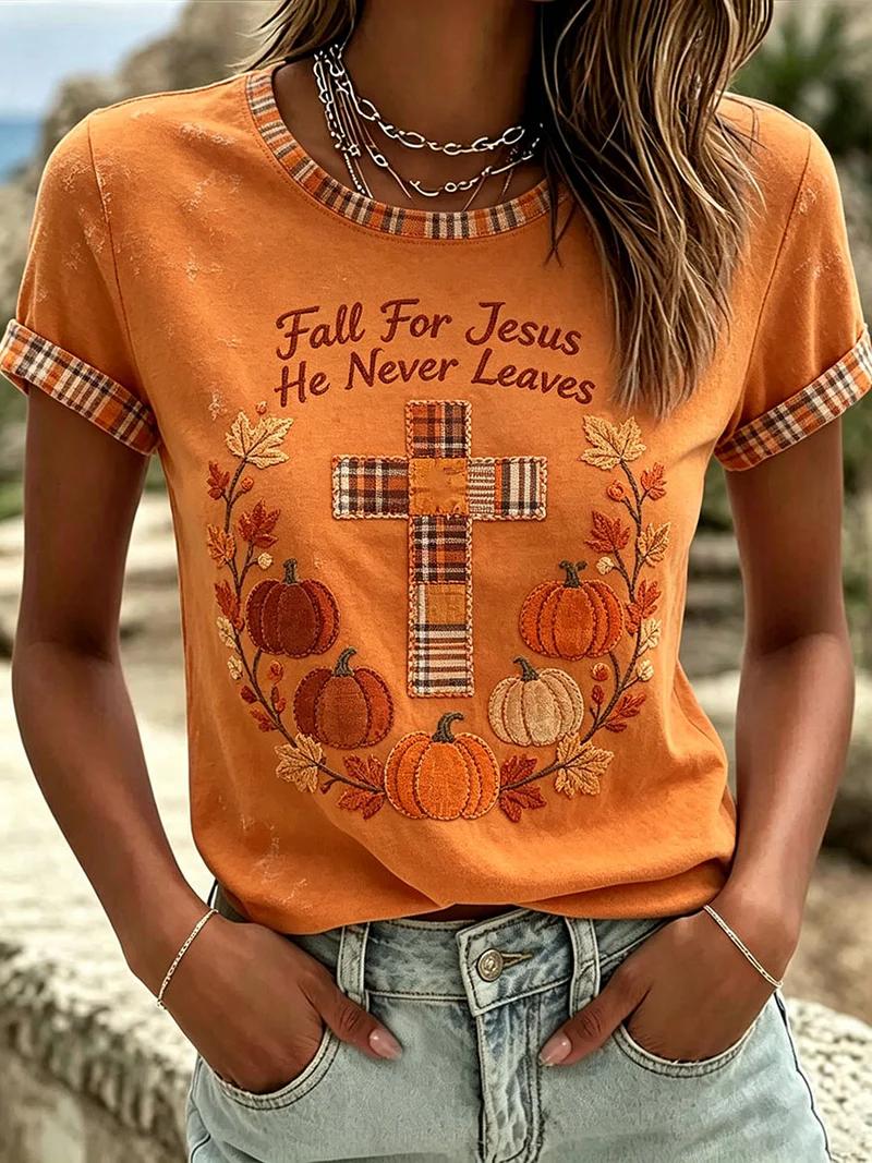 Women's Fall Casual Faith Graphic Print T-Shirt