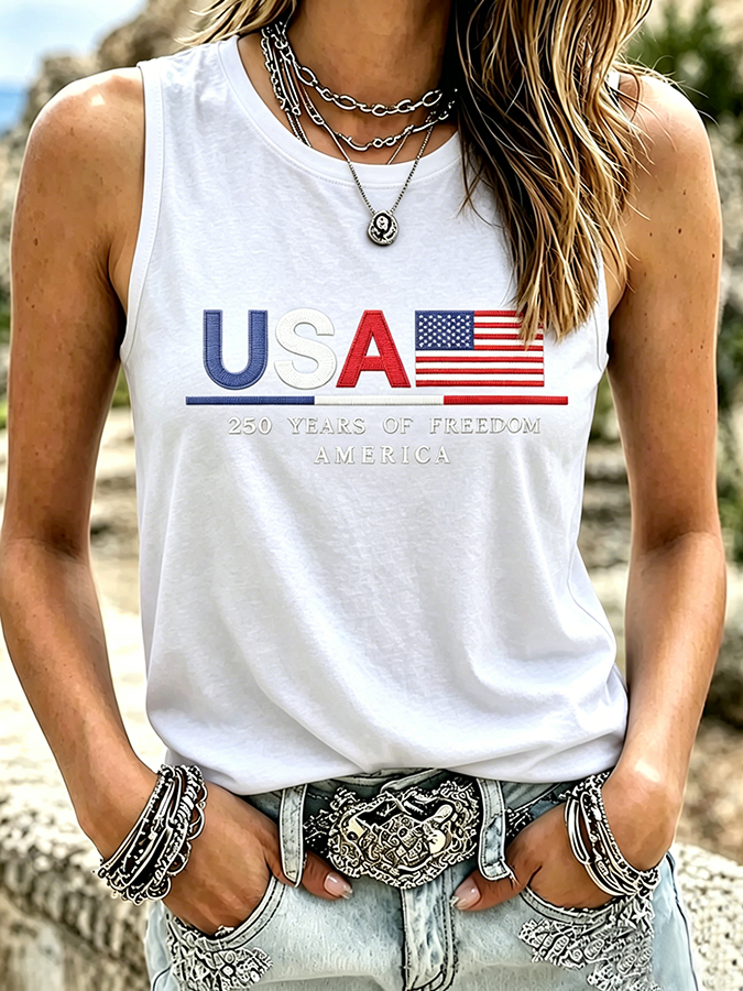 250Th Anniversary Embroidered Tank Top Round Neck Tank Top In The United States