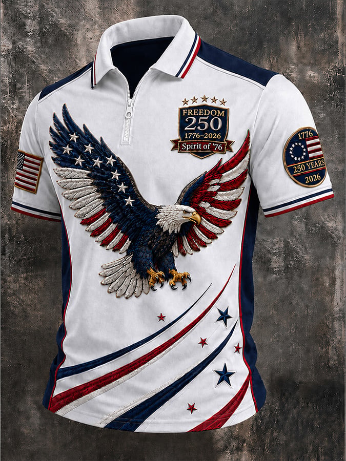 Men's Vintage USA 250th Anniversary Print Polo Shirt