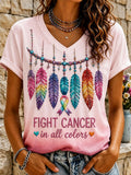 Women's Breast Cancer Awareness Print Casual T-shirt