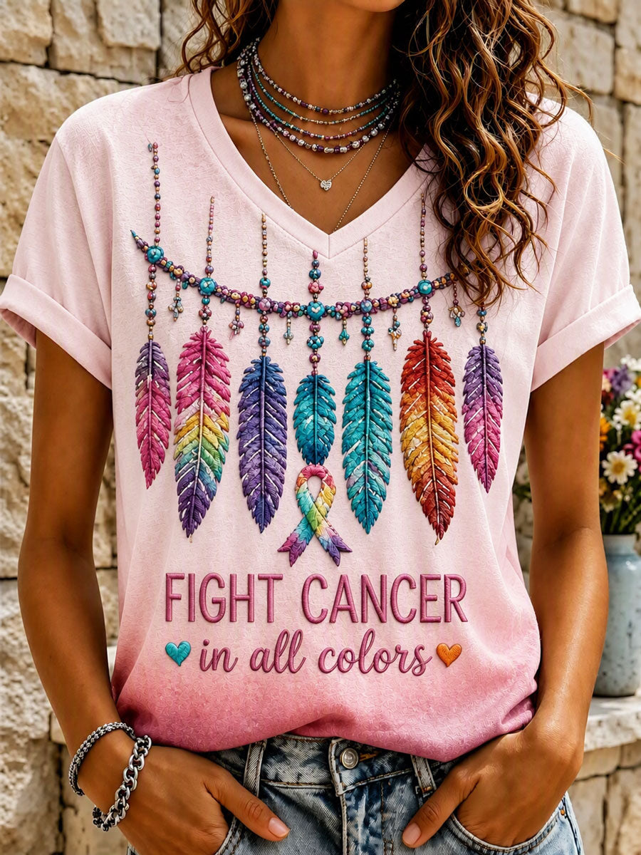 Women's Breast Cancer Awareness Print Casual T-shirt