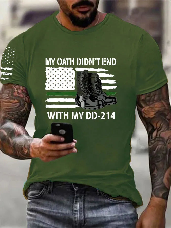 My Oath Didn't End With My DD214  Pattern 100% Cotton T-Shirt