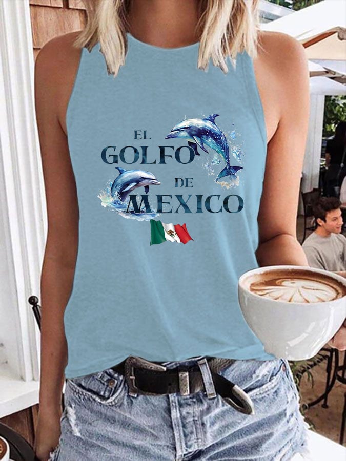 Women's "The Gulf of Mexico" Dolphin Print Tank Top