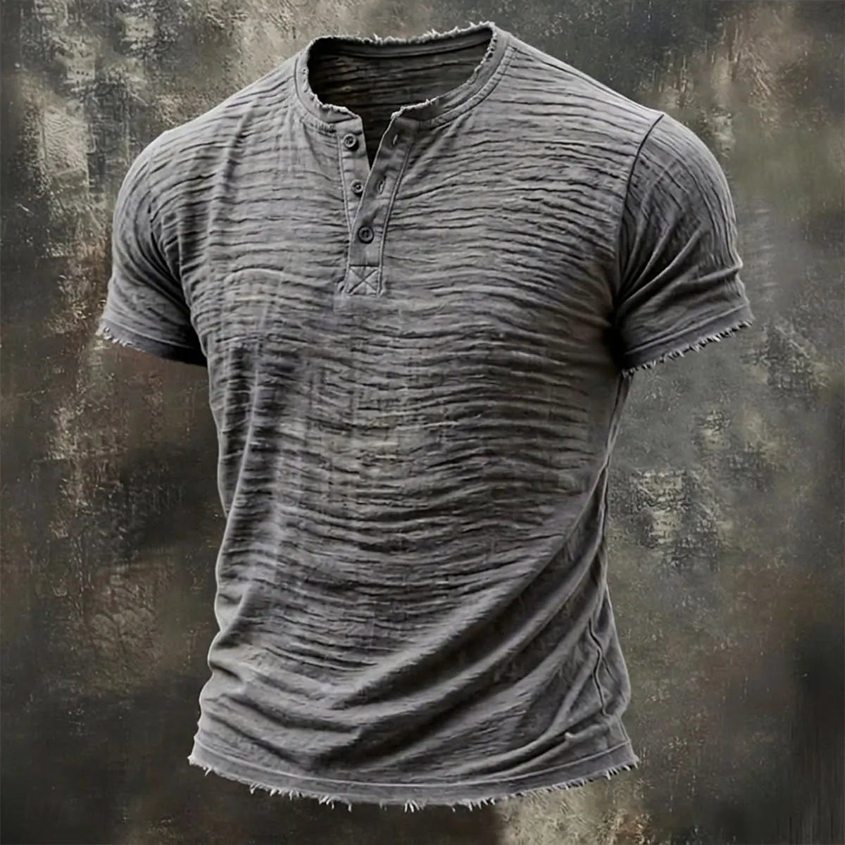 Men's Linen Short Sleeve Henley Summer Spring Solid Color Textured T-Shirt