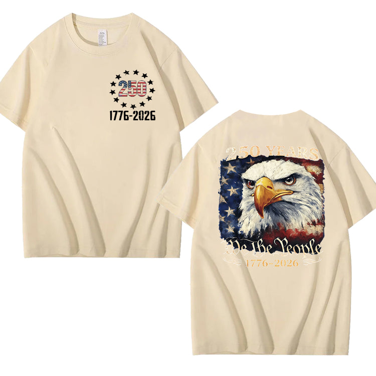250 Years America Patriotic USA Flag 250th Anniversary 100% Cotton T-Shirt