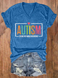 Women's Autism Awareness Printed Casual T-Shirt