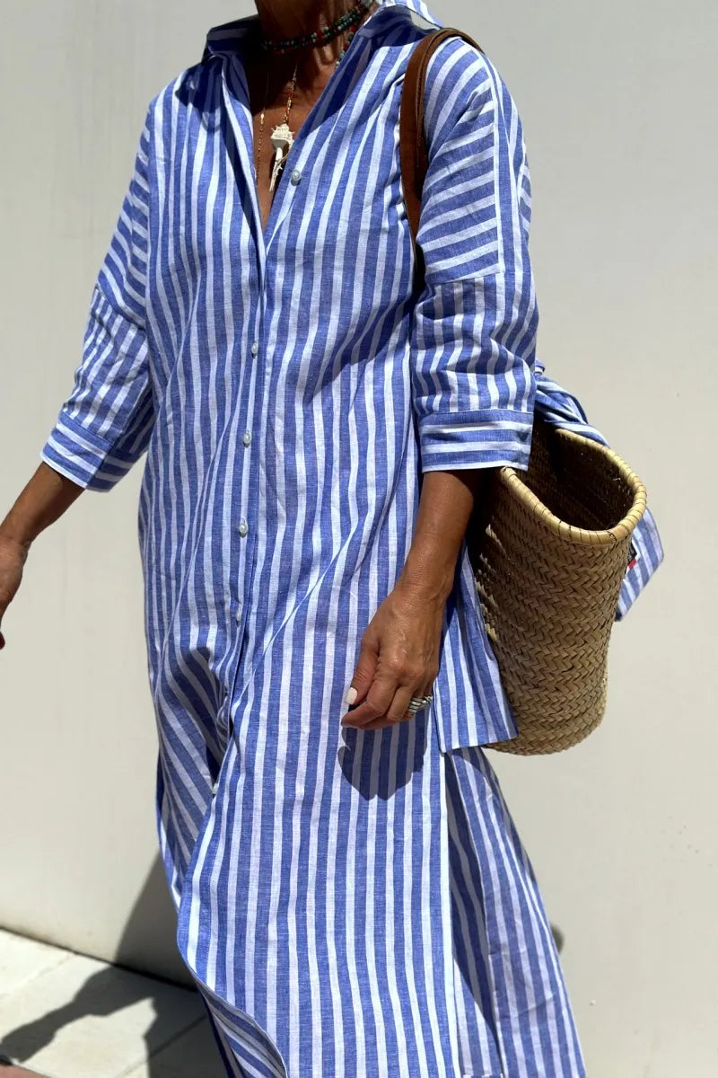 Keira Striped Cotton Shirt Dress