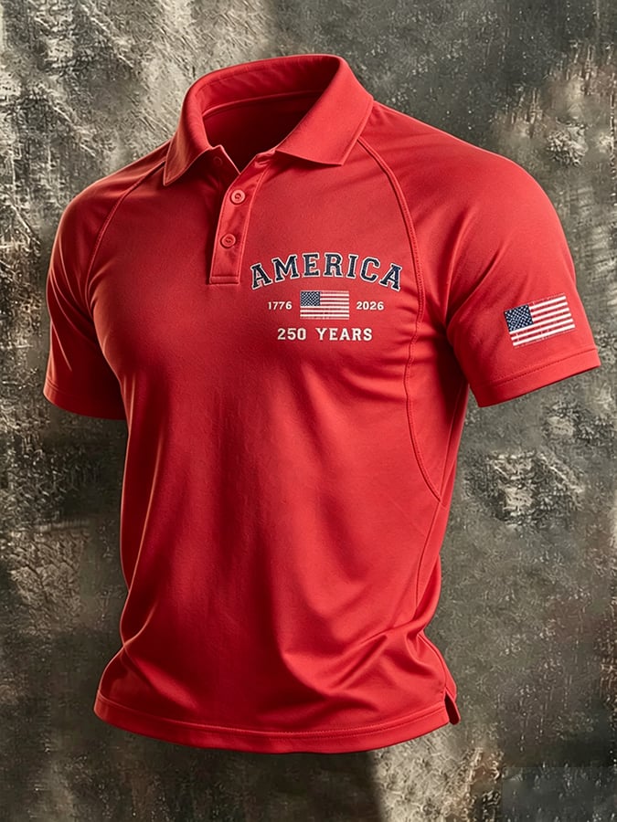 Men's Casual Retro Soccer Printed Polo Shirt