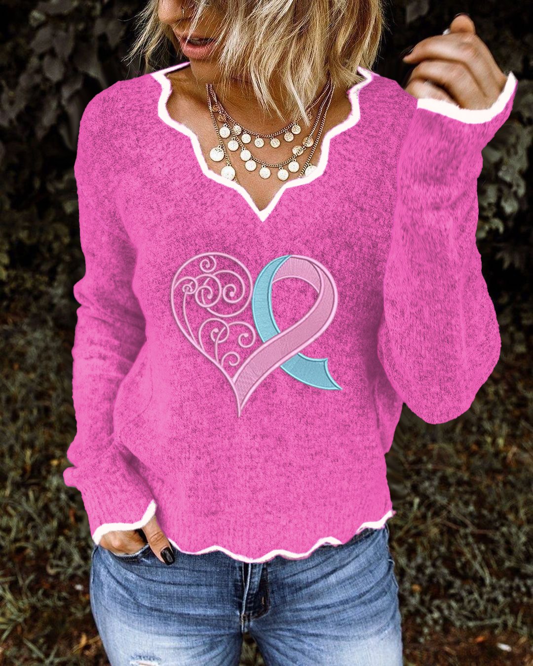 Women's Breast Cancer Awareness Print Top