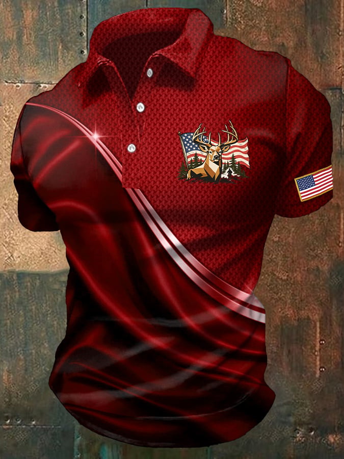 Patriotic American Deer Polo Shirt