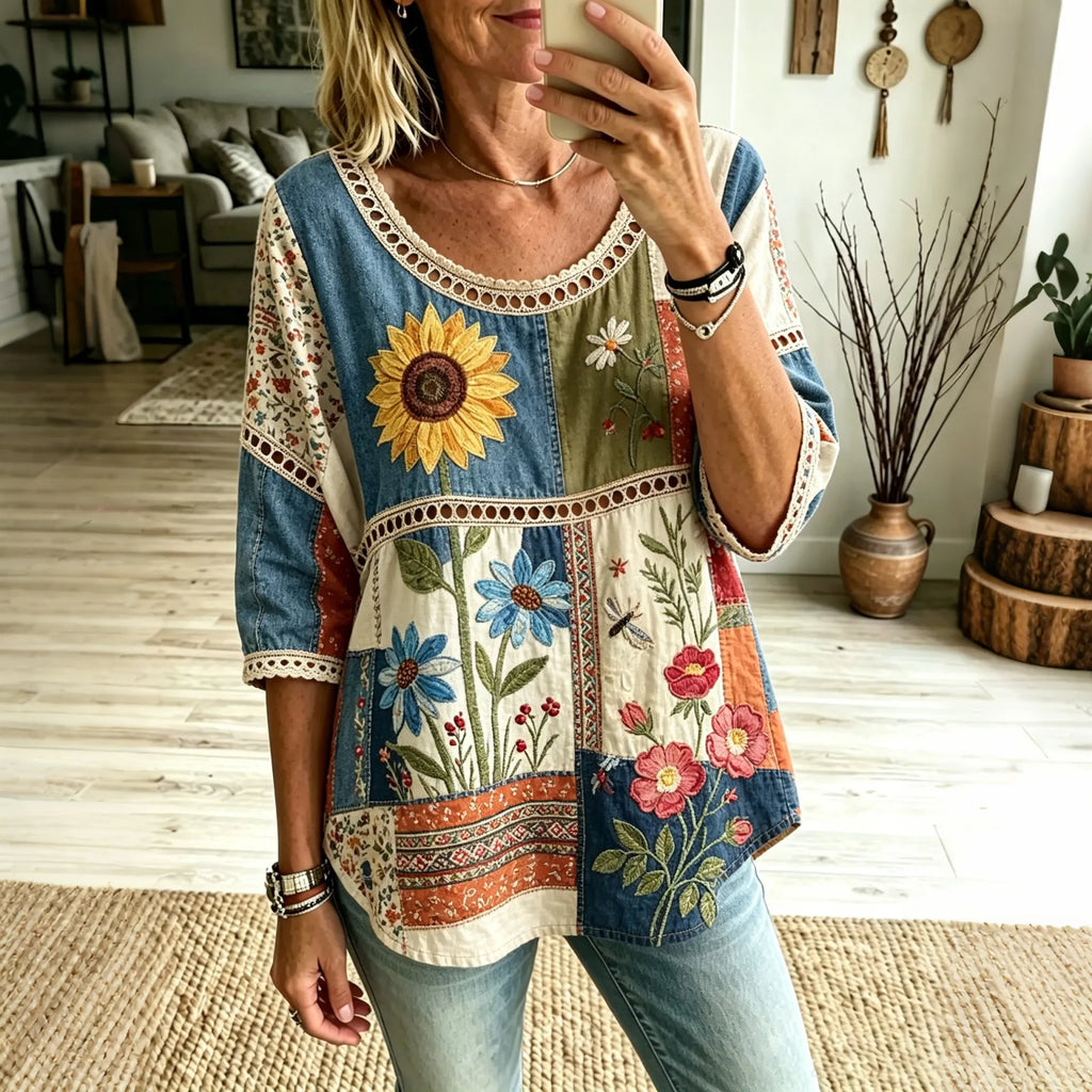 Women's Bohemian Floral Print Casual T-shirt