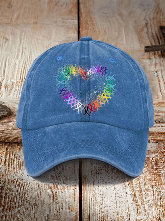 All Cancer Awareness Heart Ribbon Hat