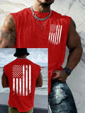 250Th Anniversary American Flag Pattern Round Neck 100% Cotton Tank Top