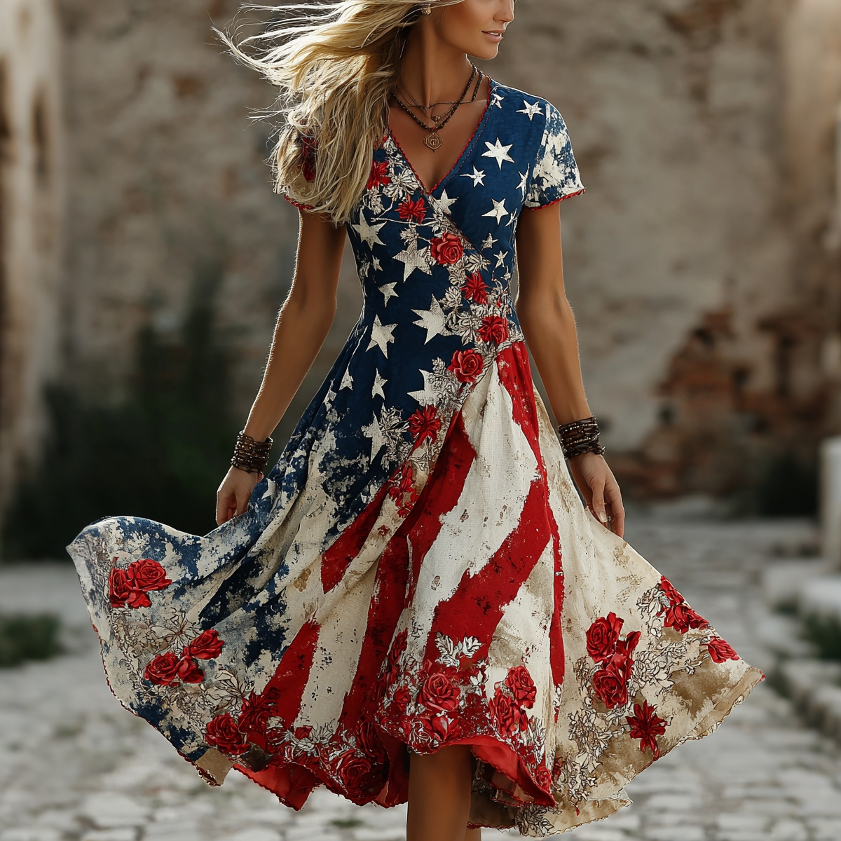 Women'S Independence Day Print Casual Dress
