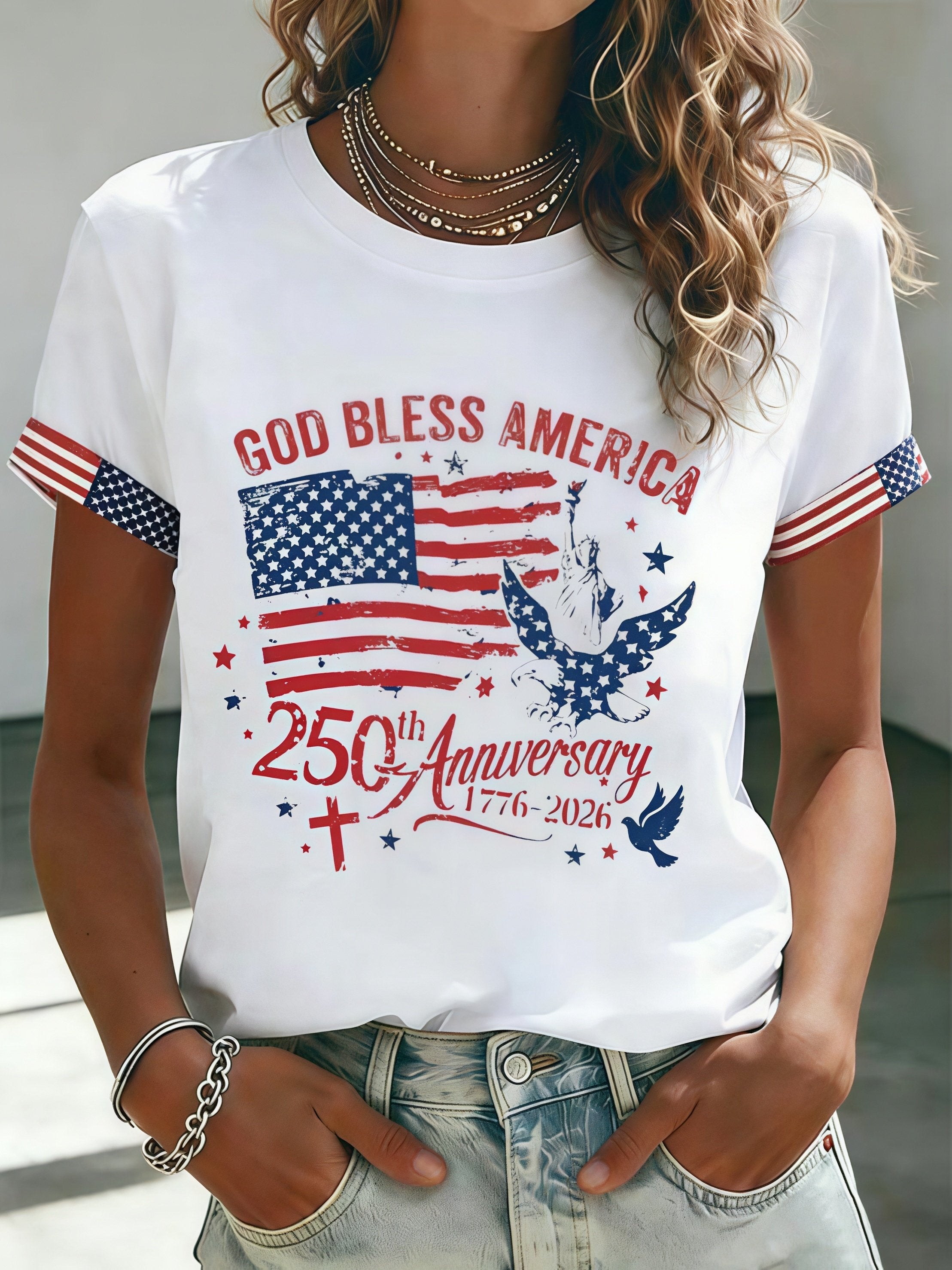 Women's USA 250th Anniversary Printed T-shirt