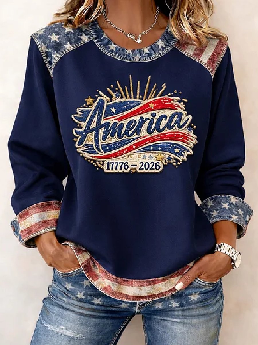 Women's casual hoodie with American 250th anniversary print