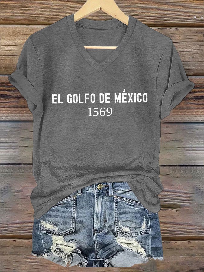 Women's Gulf Of Mexico Printed V-Neck T-Shirt