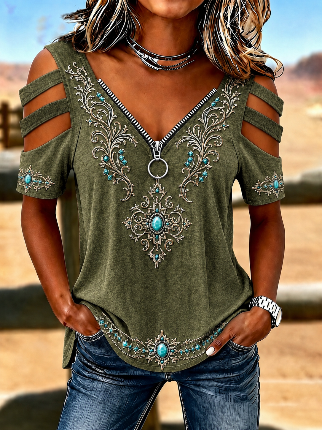 Women'S Vintage Ethnic Style T-Shirt